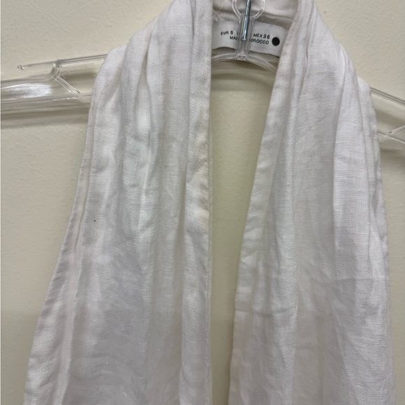 Zara White Linen Backless Eonen Macrame Fringe Halter Size S - Picture 7 of 10